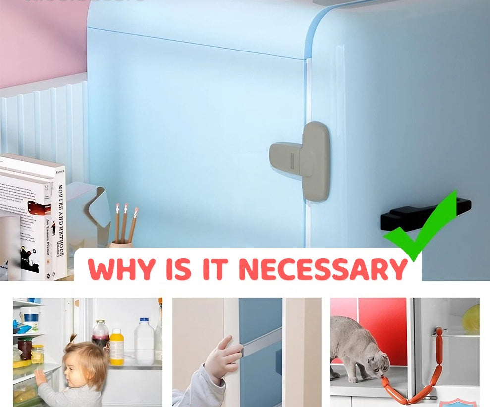Child Safety Fridge Lock , Baby Safety Refrigerator Freezer Door Lock, No Tools Need or Drill