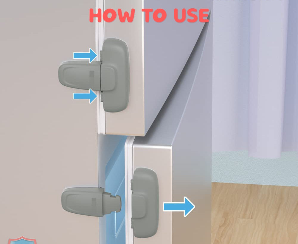 Child Safety Fridge Lock , Baby Safety Refrigerator Freezer Door Lock, No Tools Need or Drill