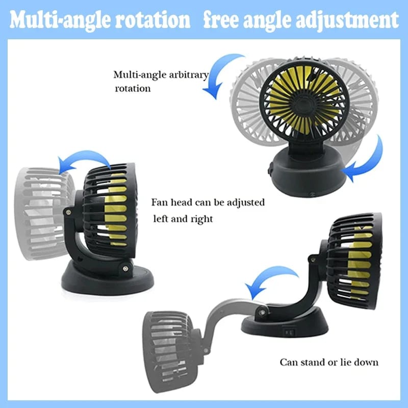 Portable Car Cooling Fan | Multi-Angle Rotatable with USB cable for Car Truck SUV RV 5V USB Powered