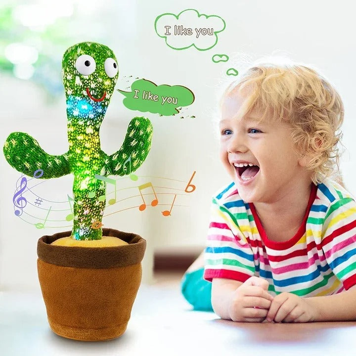 Interactive Dancing Cactus Toy – Singing, Talking, Voice Recording Plush with USB Rechargeable Function – Fun Educational Gift for Babies and Kids (Ages 6 Months &amp; Up) - Rechargeable &amp; With Box