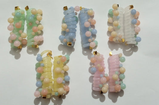 (pack of 2 )Girls hair plastic Telephone Wire Spiral (random color) - heart