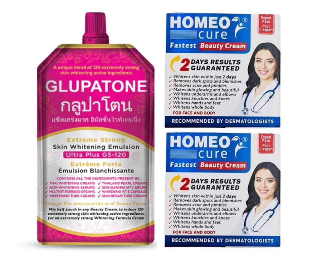 2 Homeo Cure Beauty Cream &amp; 1 Glupatone Pack Of 3
