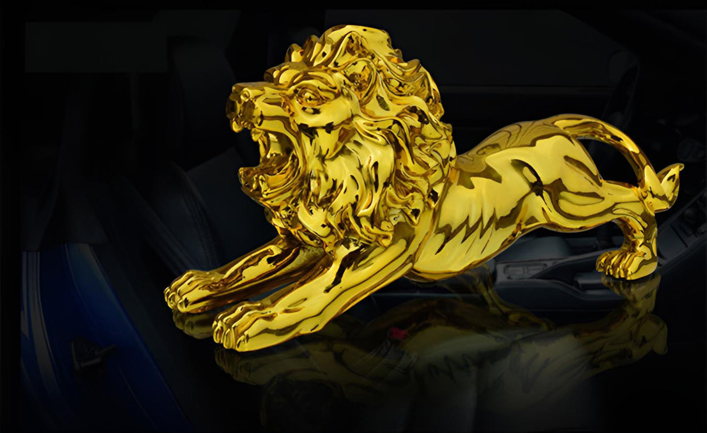 Get Golden Lion Car Dashboard Decoration | Modern Abstract Style Resin Panther Statue | Home Decor Accessories