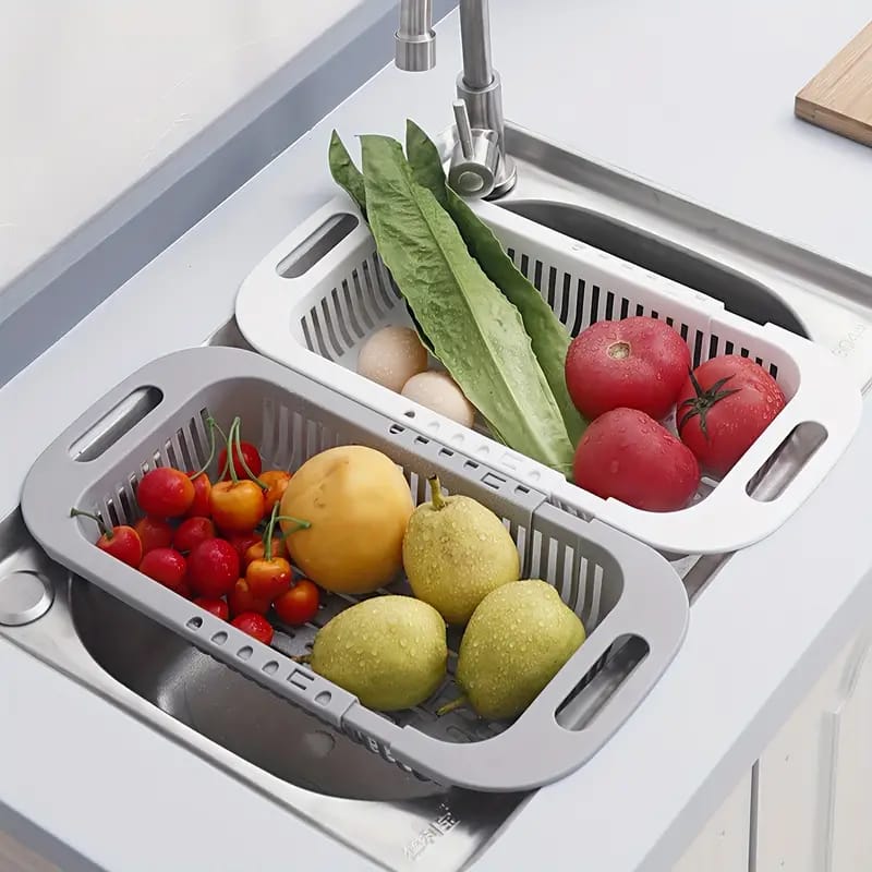 Kitchen Plastic Dish Drainer and Drying Rack Sink Basket for Washing Bowls Utensils Vegetables Fruits Storage Organizer (Random color)