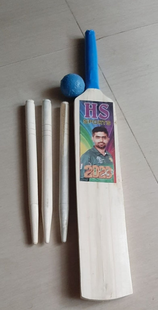 Wooden Bat Set with wickets and ball Recommended For 1 To 5 Year Kids - 80 cm