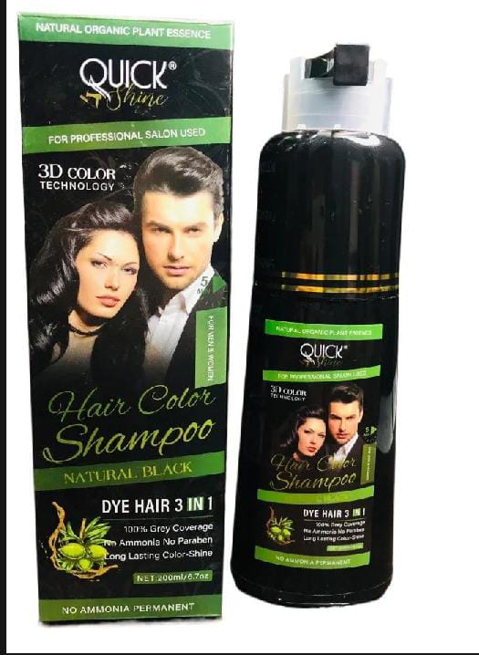 Quick Shine Hair Color Shampoo For Women And Men 200ml - Black