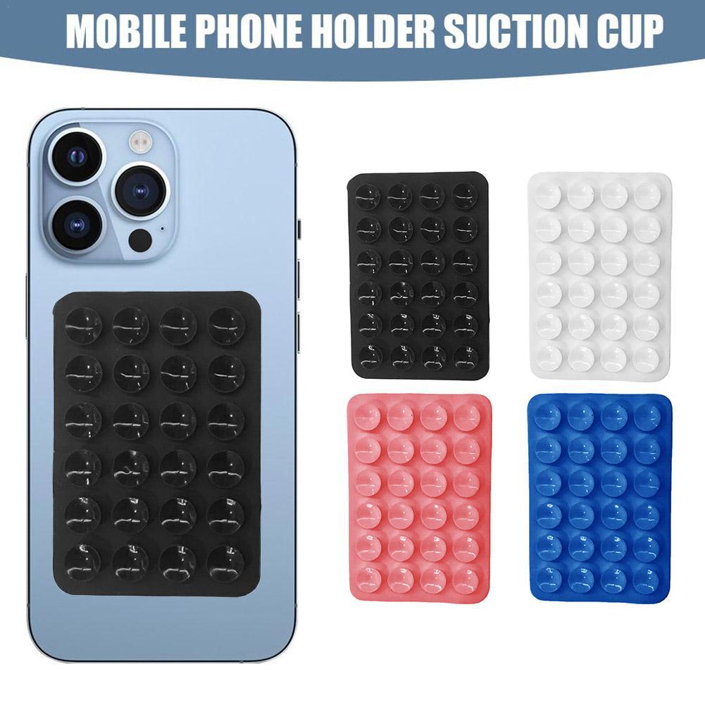 1 Pc Mobile Phone Silicone Suction Cup Square Mobile Phone Single-Sided Case Anti-Slip Holder Mount Suction (random color)