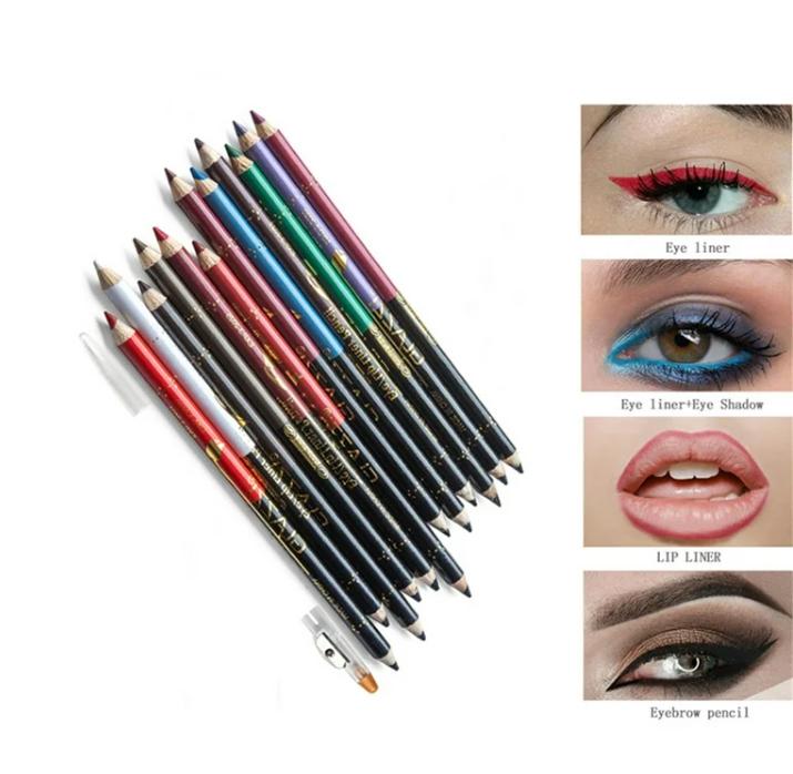( Pack of 12 )2 in 1 colors eye pencil multipurpose  Eye Pencil (Random color )