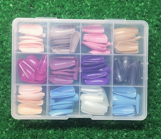 Reusable Fake Nails with Box – Beautiful Variety of Colors | Best Fake Nails For Girls ( Random Color Nails) - Pack Of 144