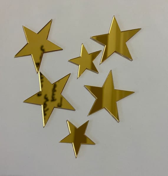 15 stars Mirror Matrial Acrylic  Wall Art Decor star Stickers Decals for Kids Girls Bedroom Bathroom Playroom golden