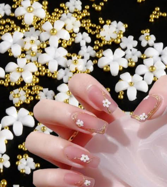 10 PCs Fake Nails False Nails Wearable Nails Stylish Pattern Artificial Nails | Fake Nails For Girls | Artificial Nails For Women with Sticking Dots ( Random Design )