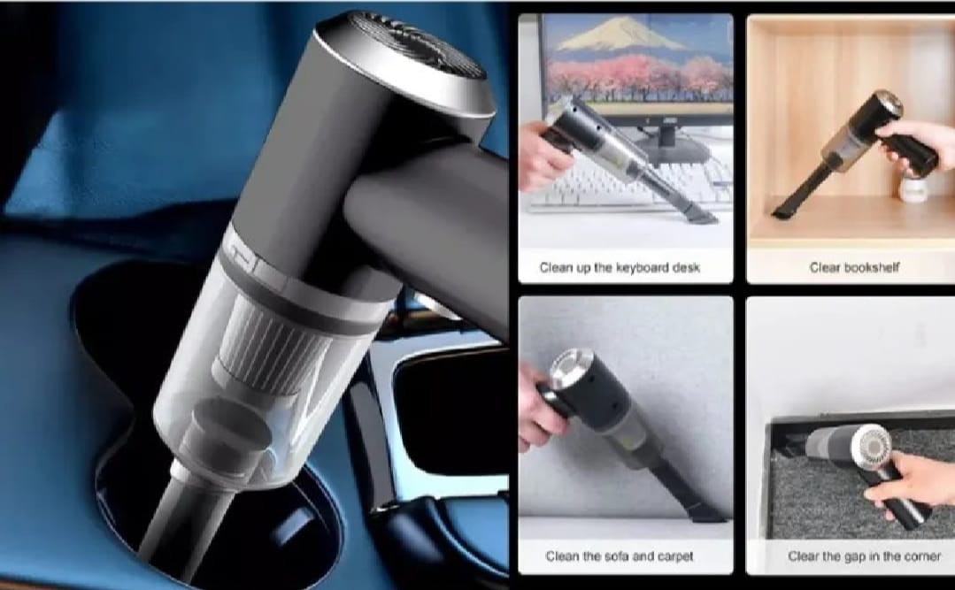 Powerful 3-in-1 Cordless Handheld Vacuum Cleaner with LED Light - Wet &amp; Dry, Strong Suction for Car, Sofa, Carpet &amp; Home Cleaning (With box)