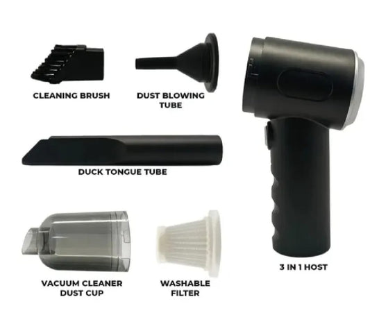 3 In 1 Portable Vacuum Cleaner- Durable Wireless Vacuum -duster Blower Air Pump- High Power Strong Suction Vacuum Cleaner For Home, Laptop, Vehicle Interior Cleaner