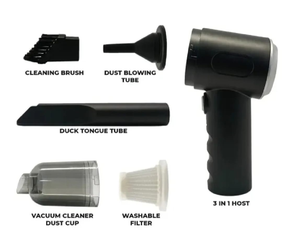 Powerful 3-in-1 Cordless Handheld Vacuum Cleaner with LED Light - Wet &amp; Dry, Strong Suction for Car, Sofa, Carpet &amp; Home Cleaning (With box)