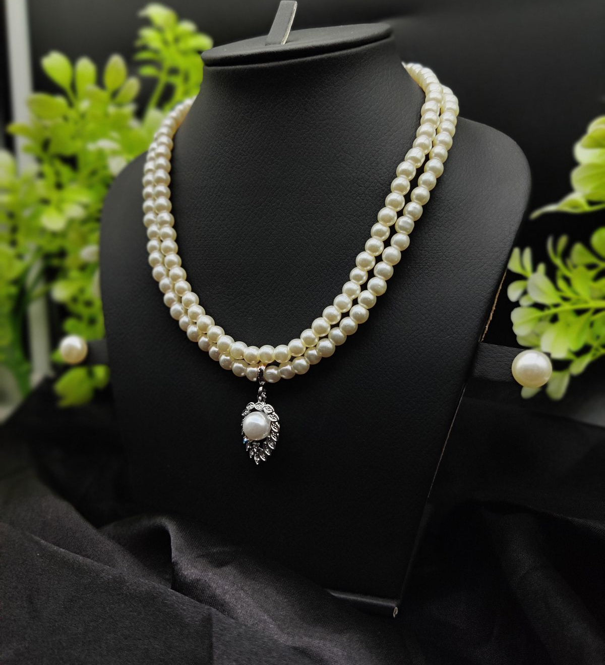 Imported Elegant Double-Strand Pearl Necklace with Delicate Pendant | Girls &amp; Women Fashion