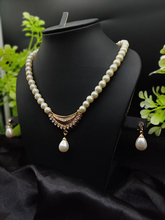 ✨ Imported Pearl Perfection Dual-Strand Necklace Set with Elegant Teardrop Pendant ✨ | Artificial Necklace For Girls &amp; Women