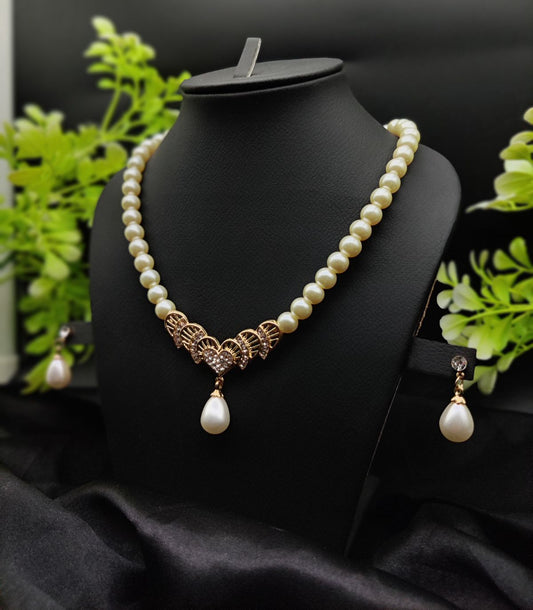 Imported Timeless Pearl Elegance Necklace Set with Drop Earrings | Girls &amp; Women Fashion