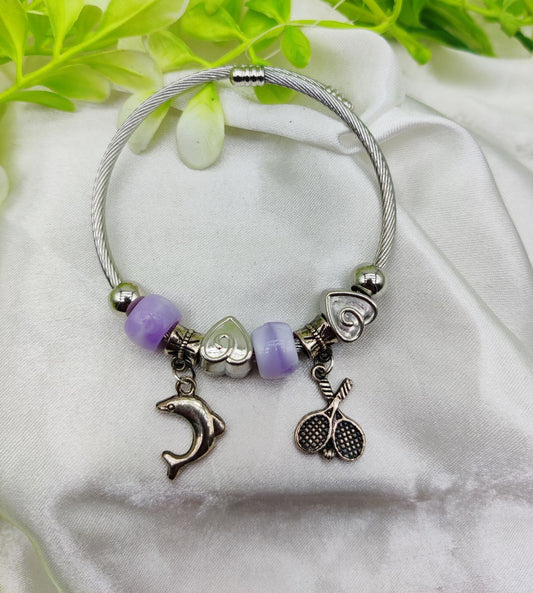 Imported Elegant Dolphin Charm Pandora Bracelet with Purple Accents | Best Quality Bracelet For Girls &amp; Women | Girls &amp; Women Jewellery