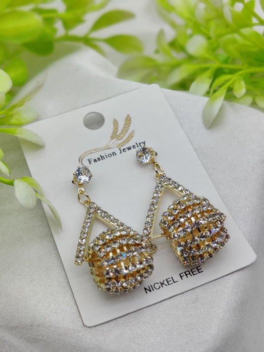 Imported Glamorous Triangle Drop Earrings with Rhinestone Accents | Girls Earrings | Women Earrings | Jewellery 