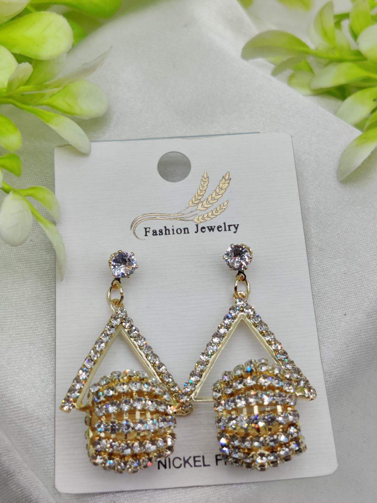 Imported Glamorous Triangle Drop Earrings with Rhinestone Accents | Girls Earrings | Women Earrings | Jewellery 
