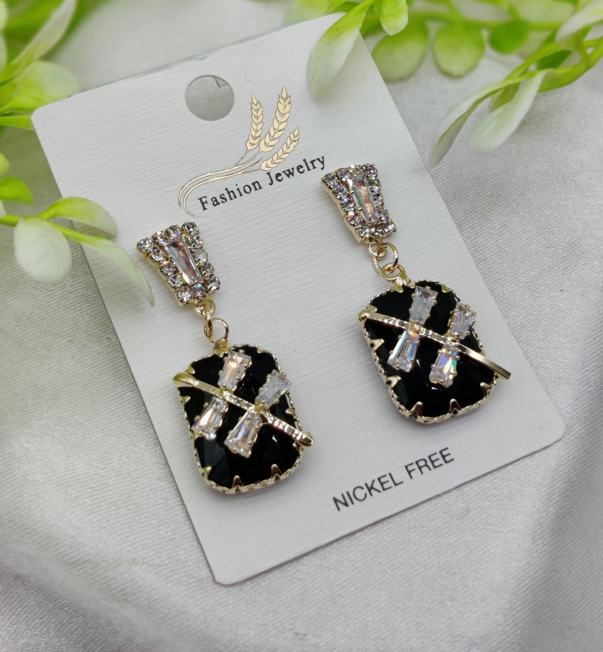 Imported Elegant Black Crystal Earrings with Sparkling Rhinestone Accents – Nickel-Free| Girls Earrings | Women Earrings | Jewellery