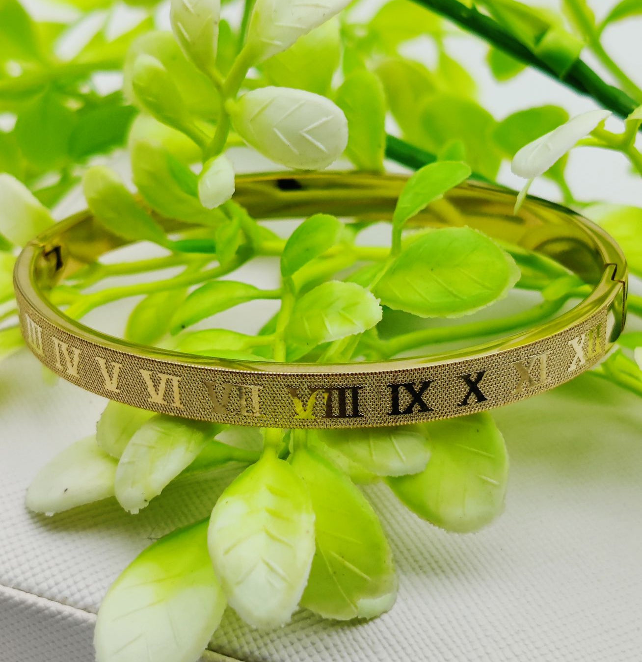 Adjustable Cartier-Inspired Roman Numeral Bracelet - Imported Luxury Gold Bracelet | Best Quality Artificial Bracelet For Girls &amp; Women | Bracelet For Every Occasion | Elegant Design ✨