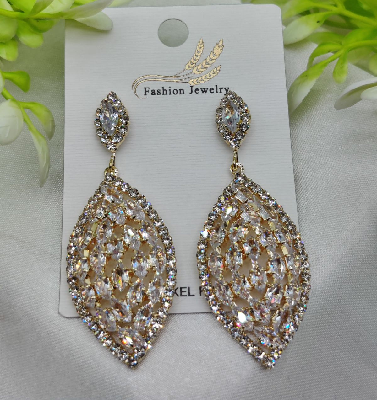 Imported Luxury Crystal Drop Earrings - Intricately Designed for Elegance - Luxurious Gold Finish | Best Quality Artificial Earrings For Girls &amp; Women