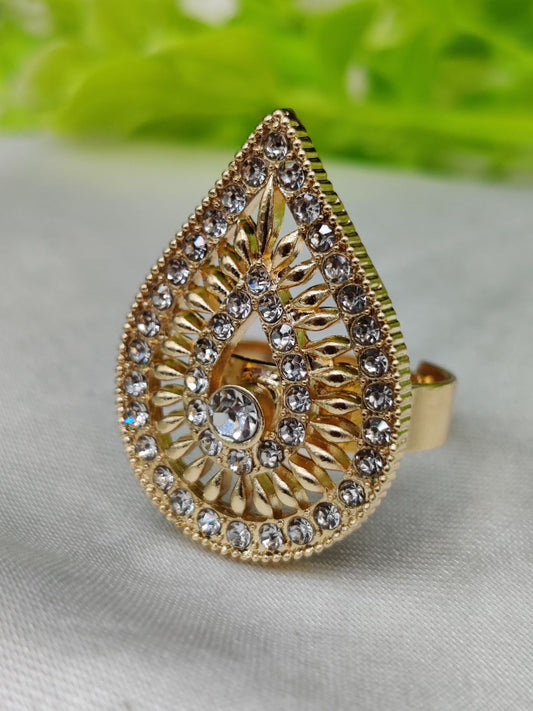 1 Piece Import Radiant Teardrop Crystal Embellished Ring | Best Quality Adjustable Ring For Girls &amp; Women | Ring For Every Occasion