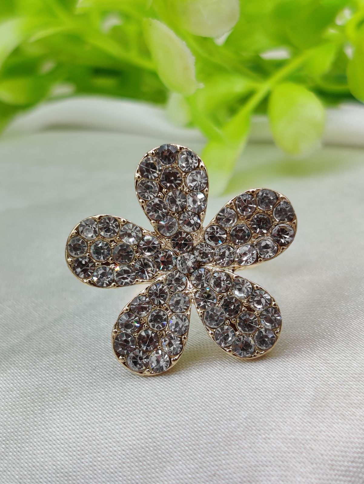 1 Piece Imported Sparkling Floral Crystal Ring – Radiant Elegance in Every Petal! | Luxurious Design Ring | Adjustable Ring | Ring For Girls &amp; Women