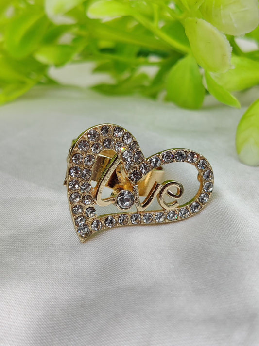 1 Piece Imported Radiant Love Heart Crystal Ring - Shimmer with Elegance | Luxurious Design Ring | Adjustable Ring | Ring For Girls &amp; Women