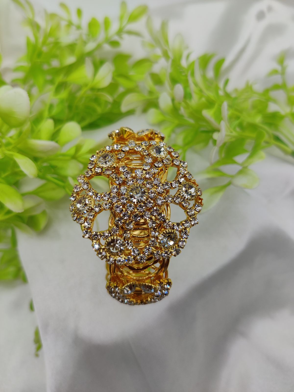 Imported Golden Lace Crystal Bracelet | Royal Ruby Elegance Bracelet | Royal Sapphire Glam Bracelet - Adjustable Bracelet – Best Quality Artificial Bracelet For Girls &amp; Women ( Random Color )