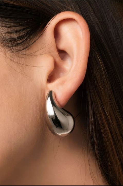 Chunky Dome Drop Earrings for Women Glossy Thick Teardrop Earrings Dupes Lightweight Hoops - Golden