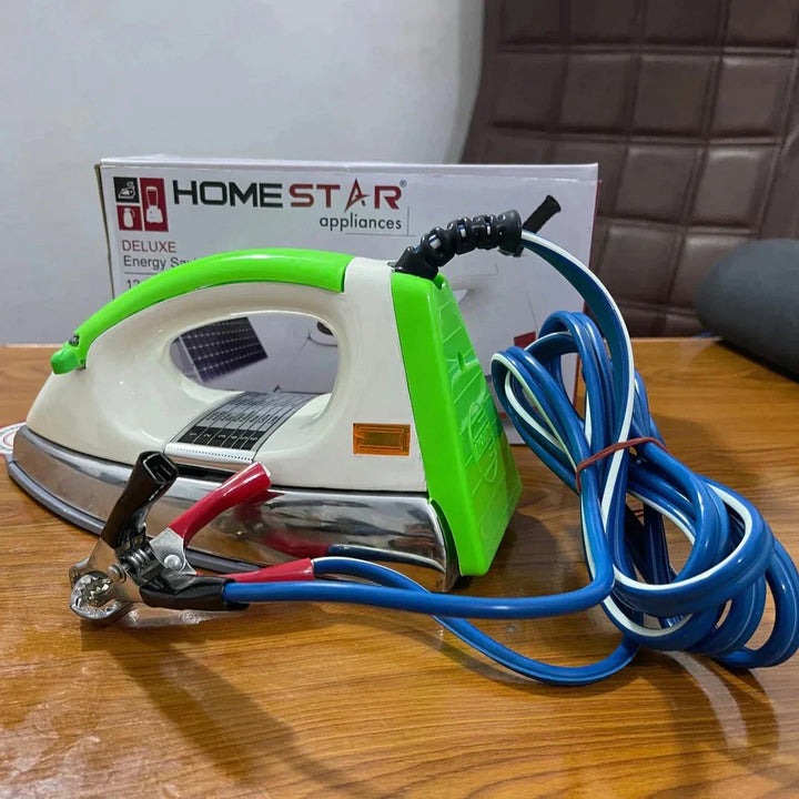 Home Star Solar Iron/Energy Saving Iron | Best Quality 12V Iron | 12 Volt Dry Iron For Heavy Duty | Metal Iron