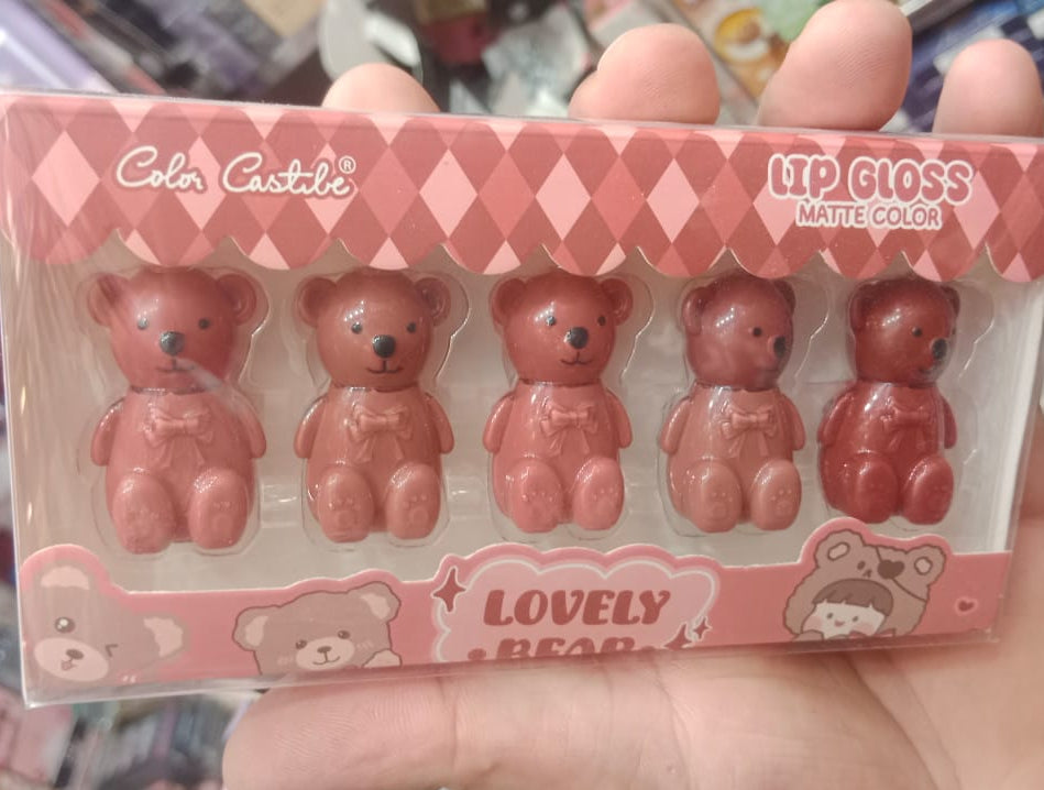 Pack Of 05 Matt Teddy Bear Lip Gloss | Lip Gloss For Girls | Lip Gloss For Women | Best Quality Lip Gloss ( Random Shades )
