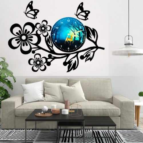 3D Wooden Flower Clock With Esthetic Dial Wall Clock | Best Quality Wall Clock For Home Decor | Home Decor Clock 25 inch - Without Light