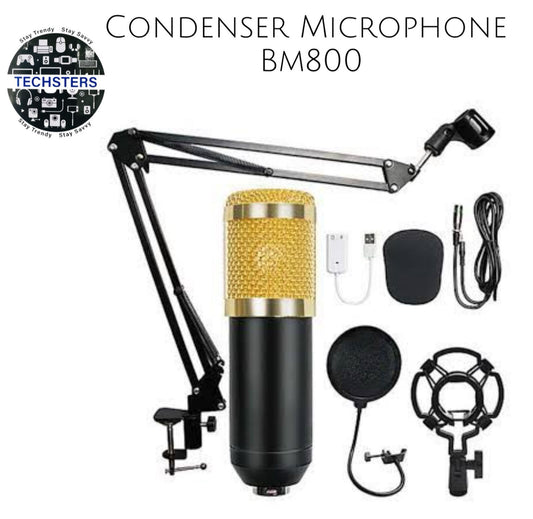 3.1 Professional Condenser Microphone - Podcast Mic Set Condenser Microphone With Rechargeable Auxiliary Background For Karaoke Singing, Youtube Recording Mic Set For Youtube | Mic Kit