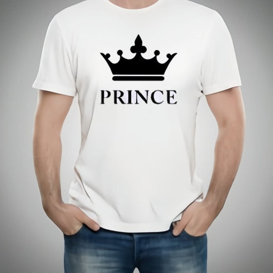 Combo Of King, Queen, Prince &amp; Princes Style White T-Shirt with Cute Design – Best Quality T-Shirts For Girls | T-Shirt For Women - T-Shirt For Boy | T-Shirt For Men - Small