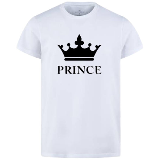 Combo Of Prince &amp; Princes Style White T-Shirt with Cute Design - Prince &amp; Princess Design T-Shirts  – Best Quality T-Shirts For Girls | T-Shirt For Women - T-Shirt For Boy | T-Shirt For Men | Princes T-Shirts  | Prince Design T-Shirt - Small