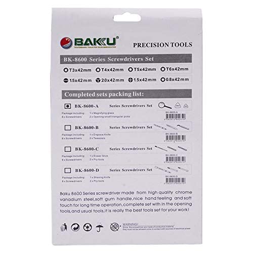 Baku 11 Pcs BK- 8600 Stainless Steel Precision Screwdriver Tool Kit Set For Mobile Laptop Repairing