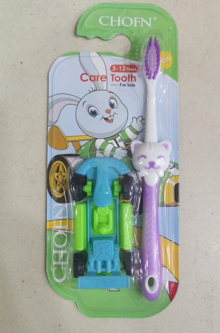CHOFN Kids Toothbrush Set (3–12 Years) – Soft Bristles with Toy Car (Random Designs)