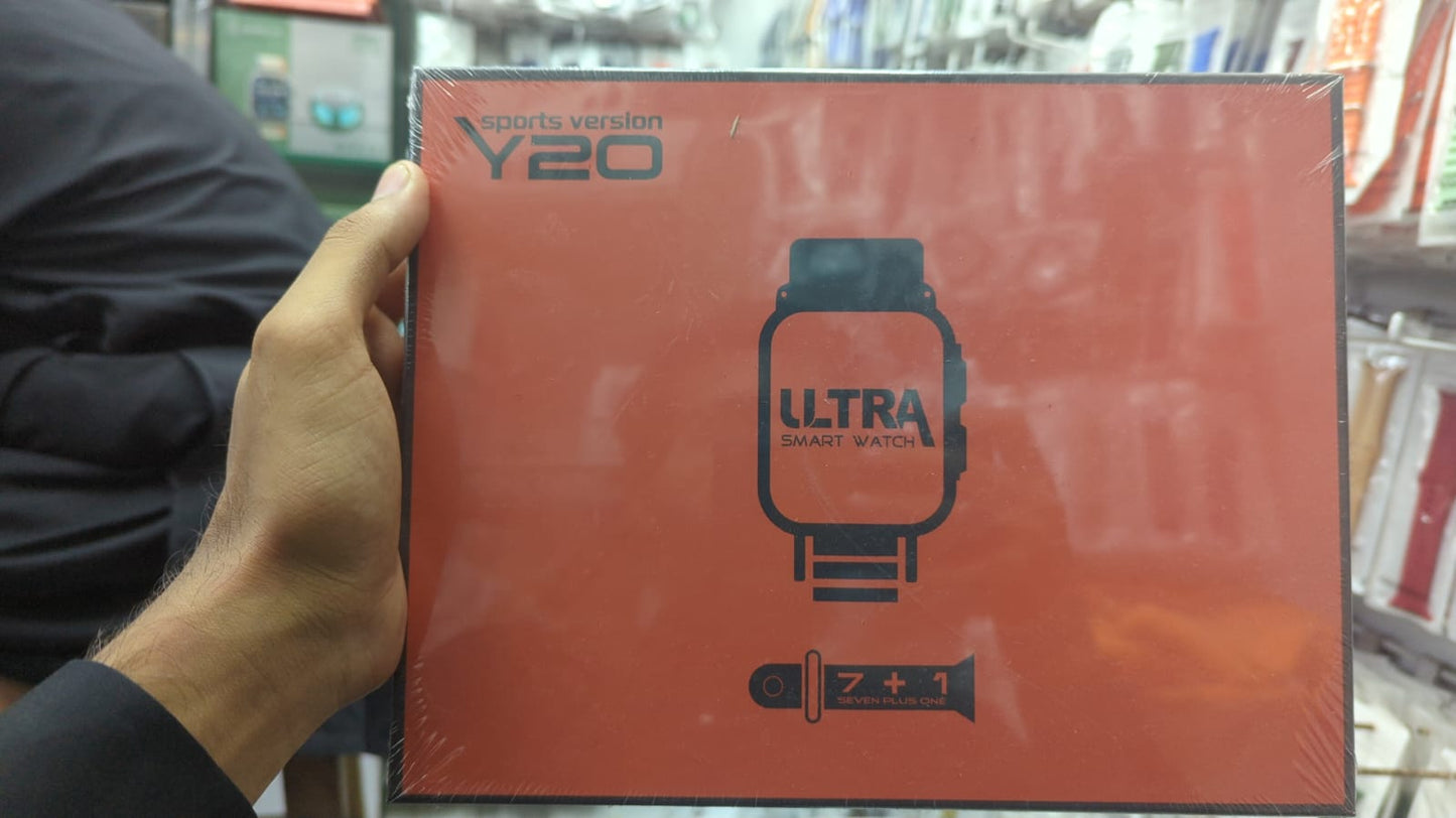 Y20 Ultra Sports Version Smart Watch | Smart Watch For Boys | Smart Watch For Men - Digital Watch | 7 + 1 Strap Smart Watch - Random Color