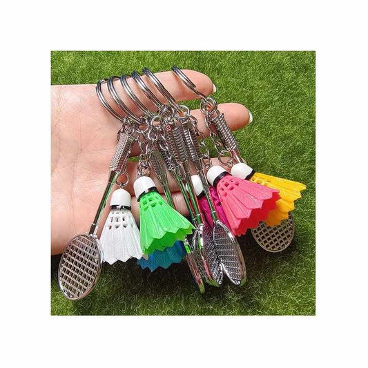 01 PCs Metal Badminton Racket &amp; Ball Keychain – Stylish Keyring Gift for Girls’ Bags &amp; Boys | Random Color Key-Chain