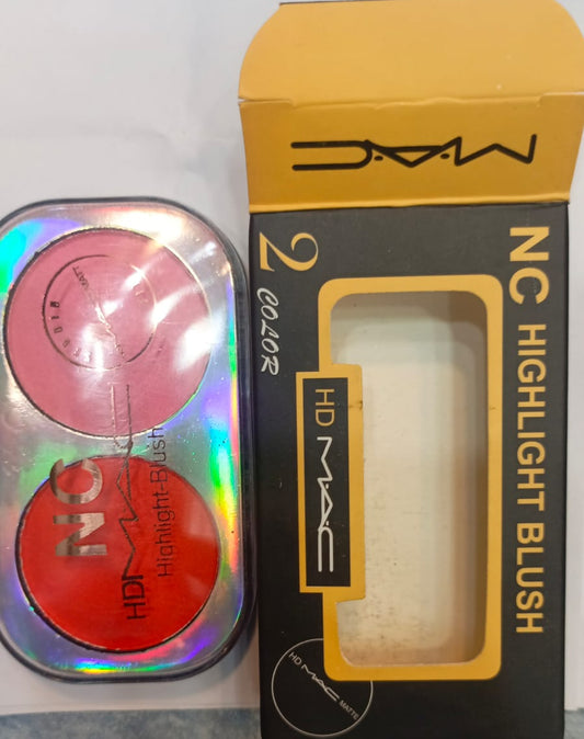 HD MAC NC Highlight Blush – 2 Color Matte Finish Compact | Highlight Blush Makeup For Girls  - Shade 1
