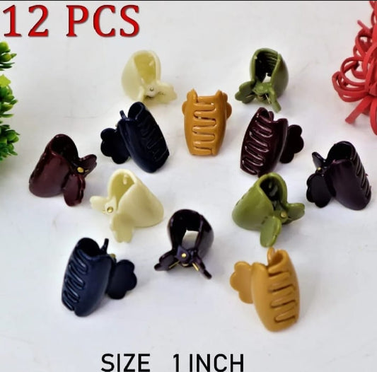 Pack of 12 Hair Catchers – Small Size (1 Inch) Multicolor Plastic Clips for Women &amp; Girls | Strong Grip &amp; Stylish Design (Random Color)