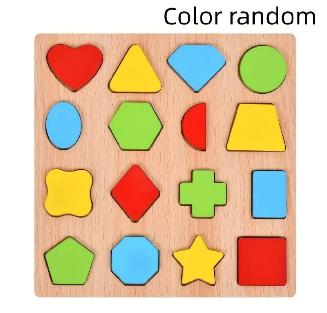 Colorful Geometric Shapes Wooden Cognitive Board Puzzle – Educational Learning Toy for Kids (1–3 Years, Safe &amp; Durable)