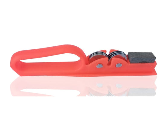 Professional Knife Sharpener with 8-Wheel Blades &amp; Sanding Stone | Durable Plastic Grip, Coarse &amp; Fine Sharpening Slots for Kitchen Knives | Compact &amp; Reliable Knife Filer for Quick Sharpening &amp; Polishing (Random Color)