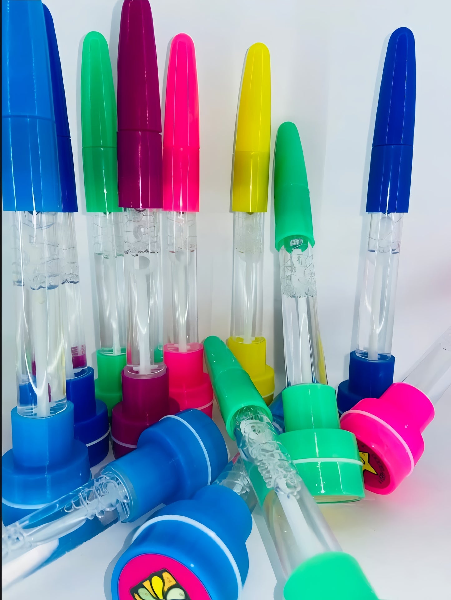 4-in-1 Pen with Stamp, Bubbles, Light, and Writing Function – Fun Creative Multi-Use Pen for Kids, Arts, Crafts, and School Supplies – Premium Quality, Imported, Available in 6 Colors with Bubble Container and Red Light (Random Color)