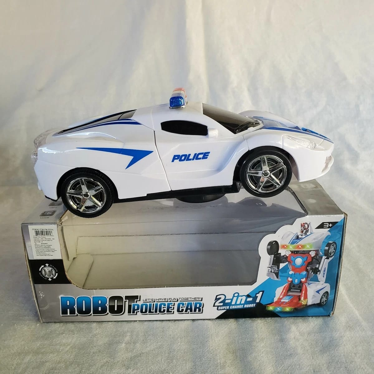 Robot Police Car Toy – Transformer with Lights, Music, Automatic Rotation &amp; Bump-and-Go Movement, Brain Development &amp; Fun Play for Kids