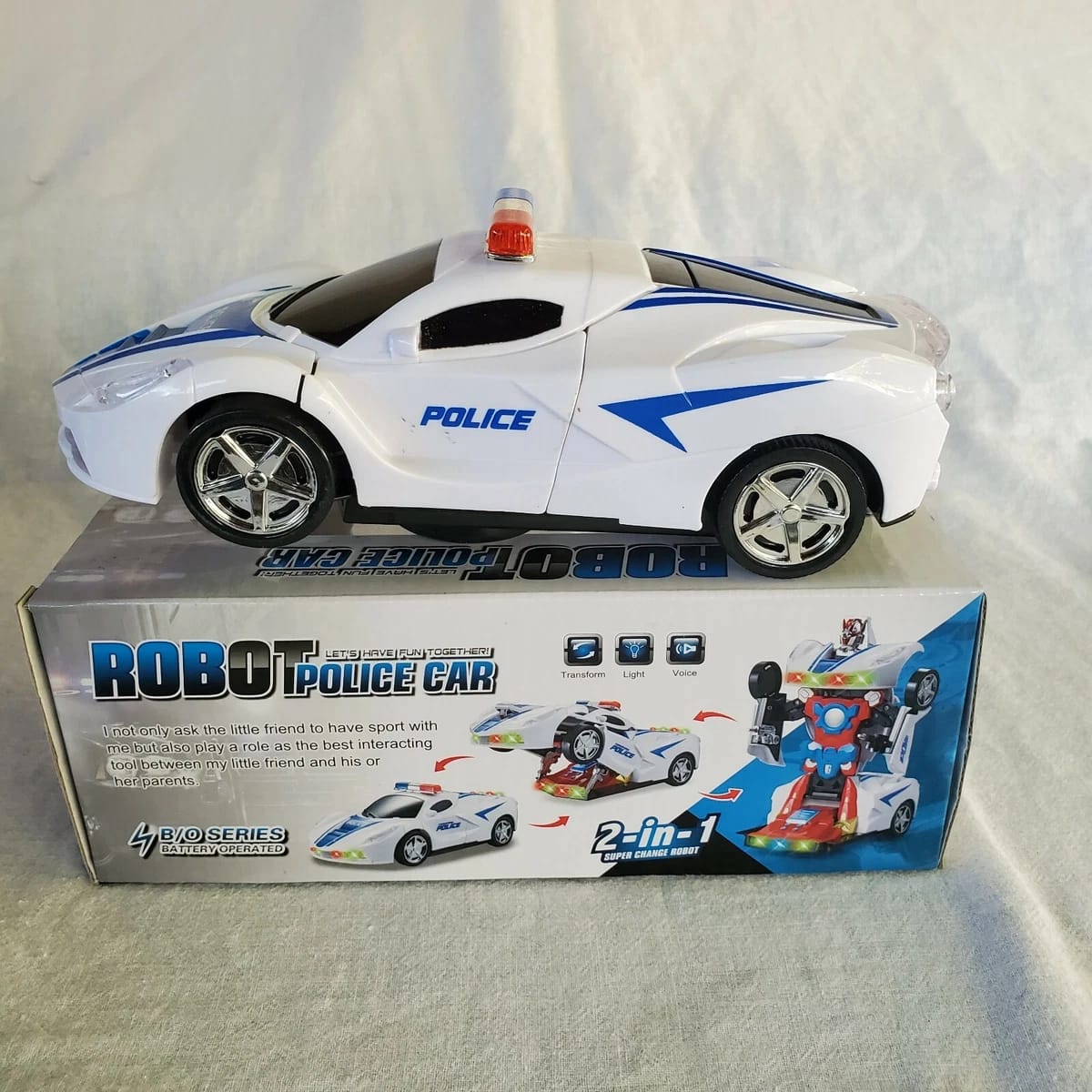 Robot Police Car Toy – Transformer with Lights, Music, Automatic Rotation &amp; Bump-and-Go Movement, Brain Development &amp; Fun Play for Kids