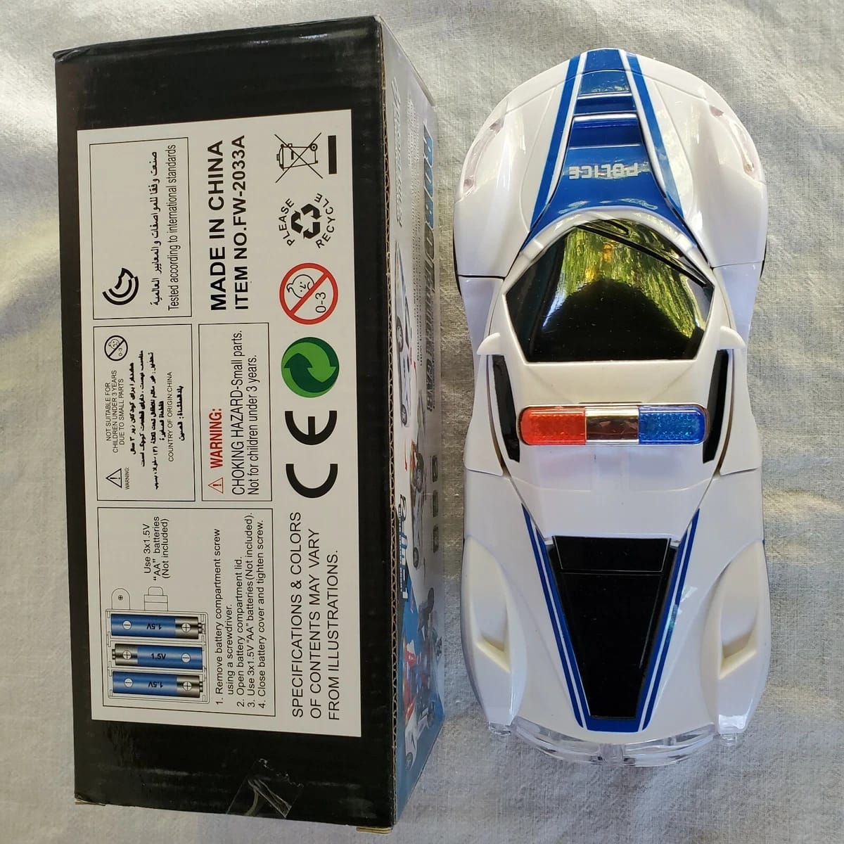 Robot Police Car Toy – Transformer with Lights, Music, Automatic Rotation &amp; Bump-and-Go Movement, Brain Development &amp; Fun Play for Kids